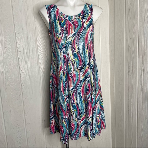 Shoreline Sleeveless Dress Small Bright Abstract Silver Metallic NWT Coverup - Picture 12 of 12